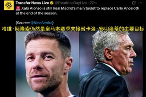 外媒：阿隆索仍然是皇马本赛季末接替安切洛蒂的主要目标
