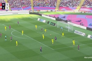 巴萨2-1反超比分！黄潜解围不远，费尔明断球停球凌空斩破门！