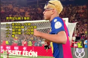 真是青春无价呀！17岁亚马尔 身价升至2亿欧，独占足坛头名