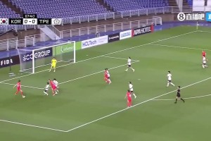 中国台北女足送点，池笑然点射破门，韩国女足1-0领先