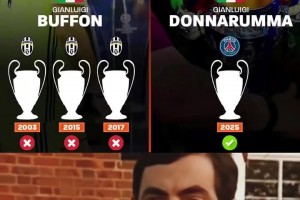 有些东西真的都是命！当你意识到多纳鲁马欧冠冠军比布冯多时……