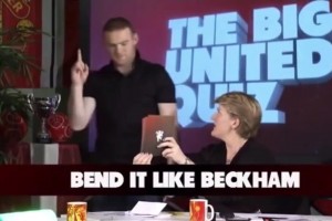 你猜你画，鲁尼比划到飞靴门曼联球员猜出来是小贝，爵爷微微一笑