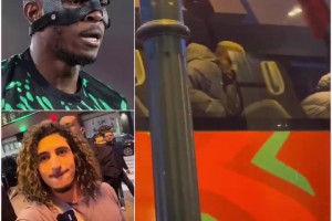 摩洛哥博主对着尼日利亚大巴做出“割喉”，并将镜头怼到奥斯梅恩