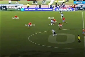 看看梅西对世界最佳中场三人组所做的，简直是犯罪行为