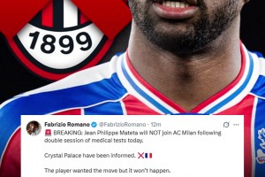 告吹！罗马诺：经过两次体检后，马特塔不会加盟米兰