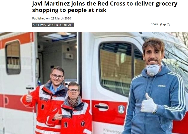 哈维-马丁内斯加入德国红十字会，为隔离人员购物送货