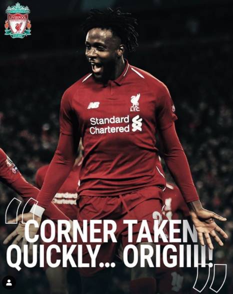 利物浦官方回顾安菲尔德奇迹"名场面":角球快发!奥里吉!