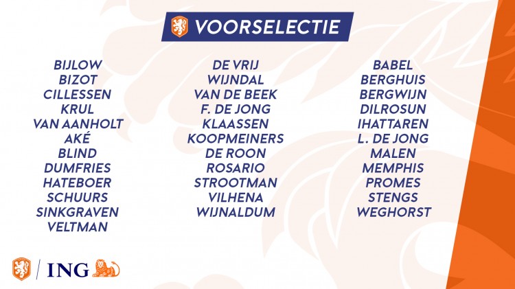 荷兰新一期国家队大名单：德佩德容在列，范迪克和德里赫特缺席