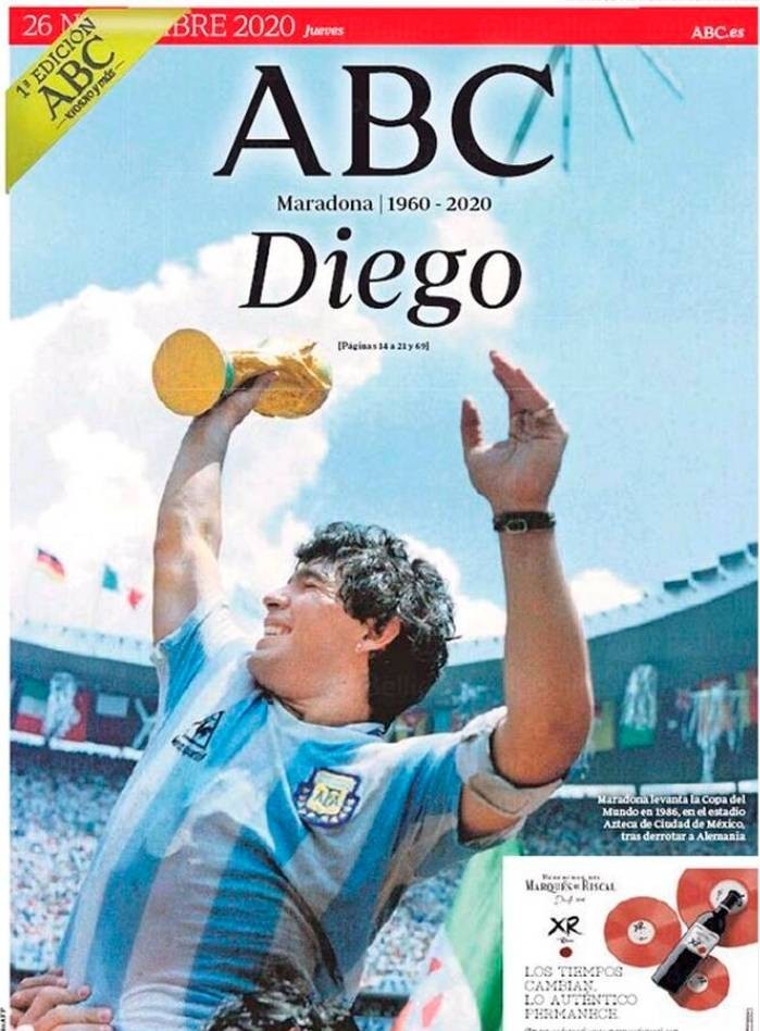 传奇永恒世界各大报纸今日头版致敬马拉多纳