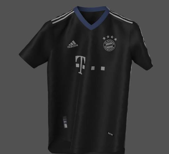 2122赛季拜仁客场球衣谍照主体黑色蓝色衣领