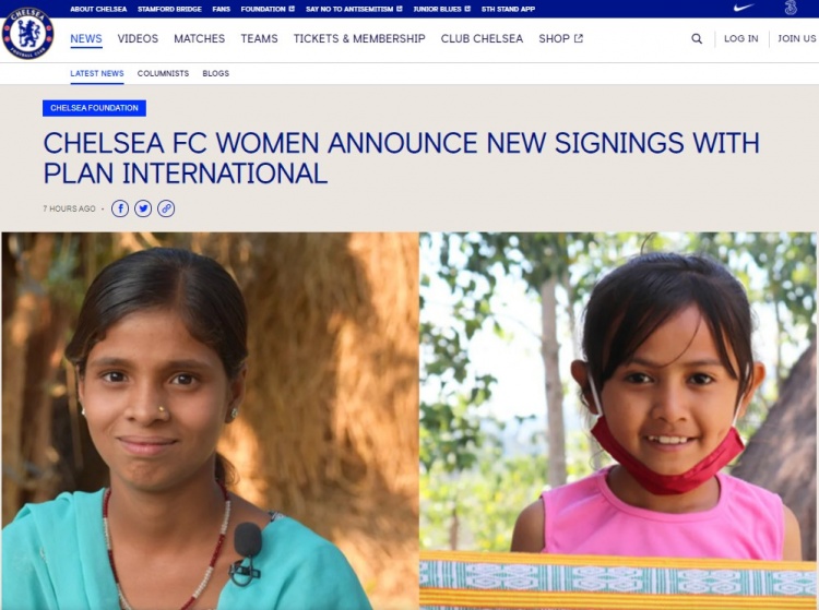 与慈善机构合作，切尔西女队签下两名东南亚贫困女孩