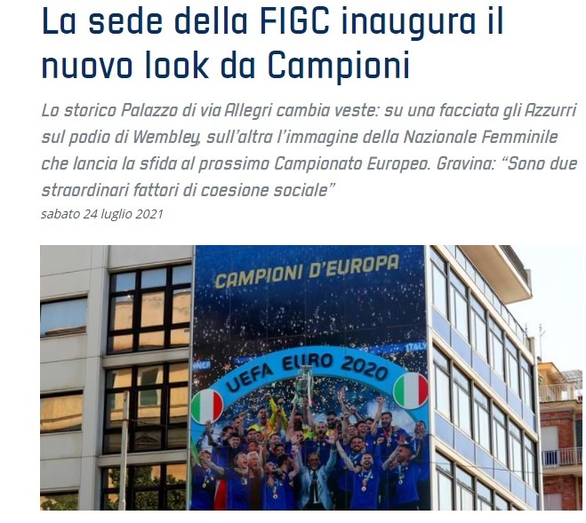 有牌面！意大利欧洲杯夺冠巨幅海报登上意足协总部