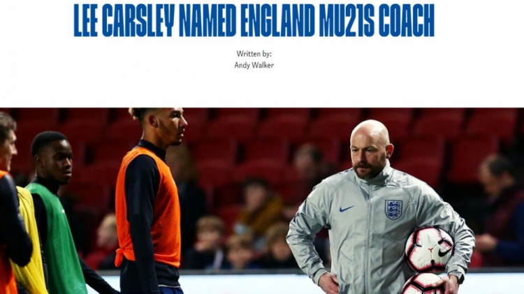 官方：李-卡斯利成英格兰U21新任主帅，阿什利-科尔担任助教