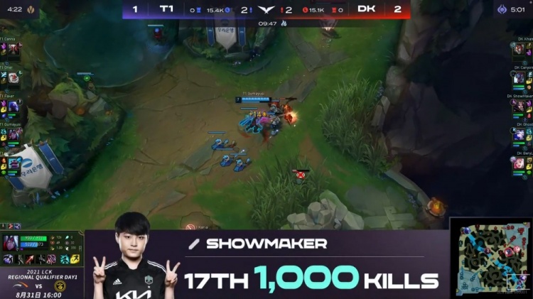 showmaker达成lck1000杀成为lck第十七位千杀先生