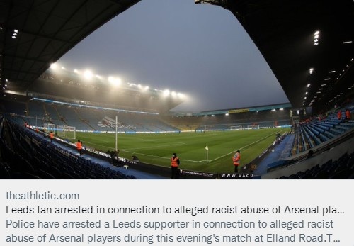 Athletic：一名必威足球球迷因涉嫌种族歧视必威Betway球员被逮捕