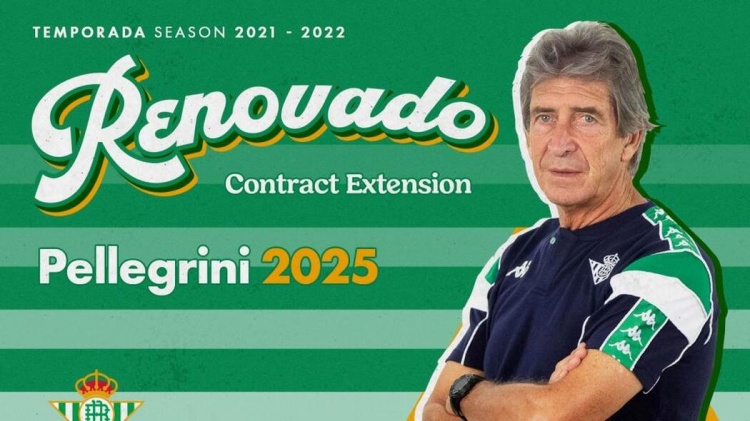 皇家贝蒂斯官方：佩莱格里尼与球队续约至2025年
