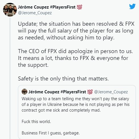 ceo亲自道歉fpxvalorant分部将继续支付队长ange1全额薪水