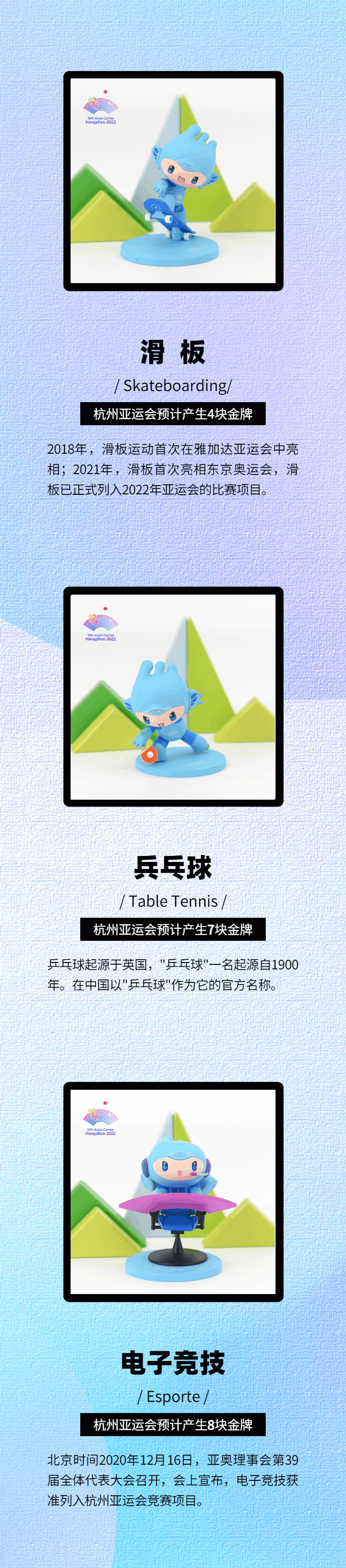 杭州亚运会吉祥物2022,2022杭州亚运会会徽 2022杭州亚运吉祥物手办电子竞技射击乒乓球等共六款