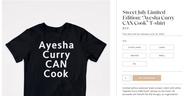 阿耶莎开卖“阿耶莎会做饭”T恤 销售所得将捐给慈善机构