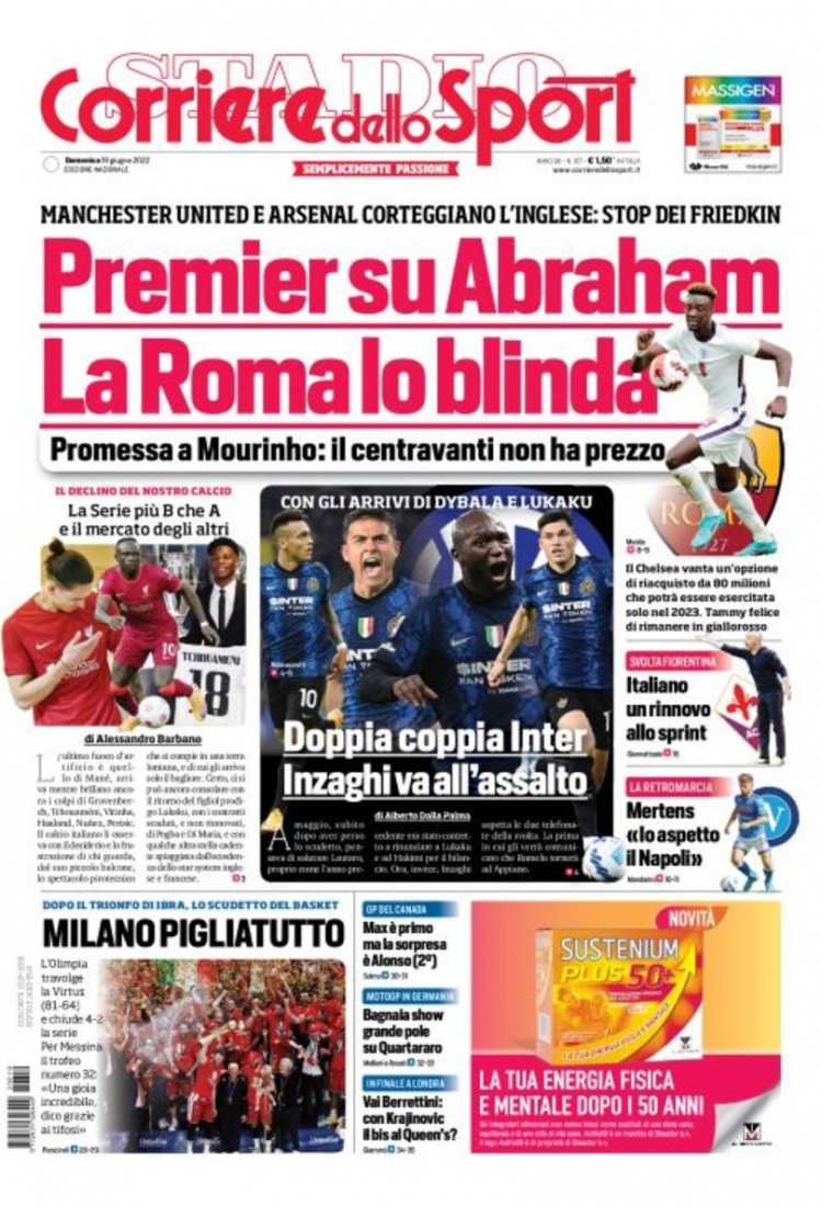 罗体头版：曼联阿森纳等英超球队有意亚伯拉罕，罗马承诺穆帅不卖