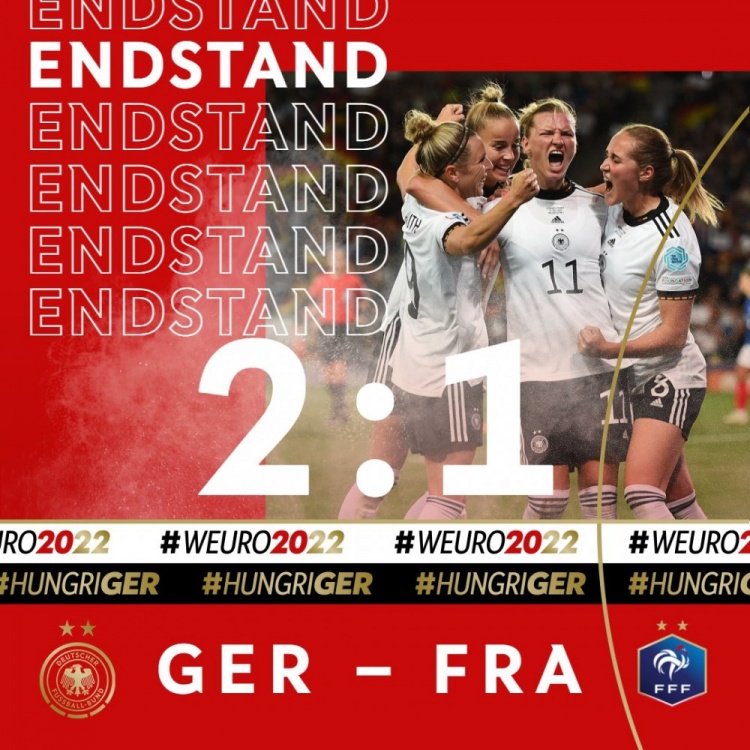 女足欧洲杯：德国2-1胜法国进决赛，将在温布利与英格兰争冠