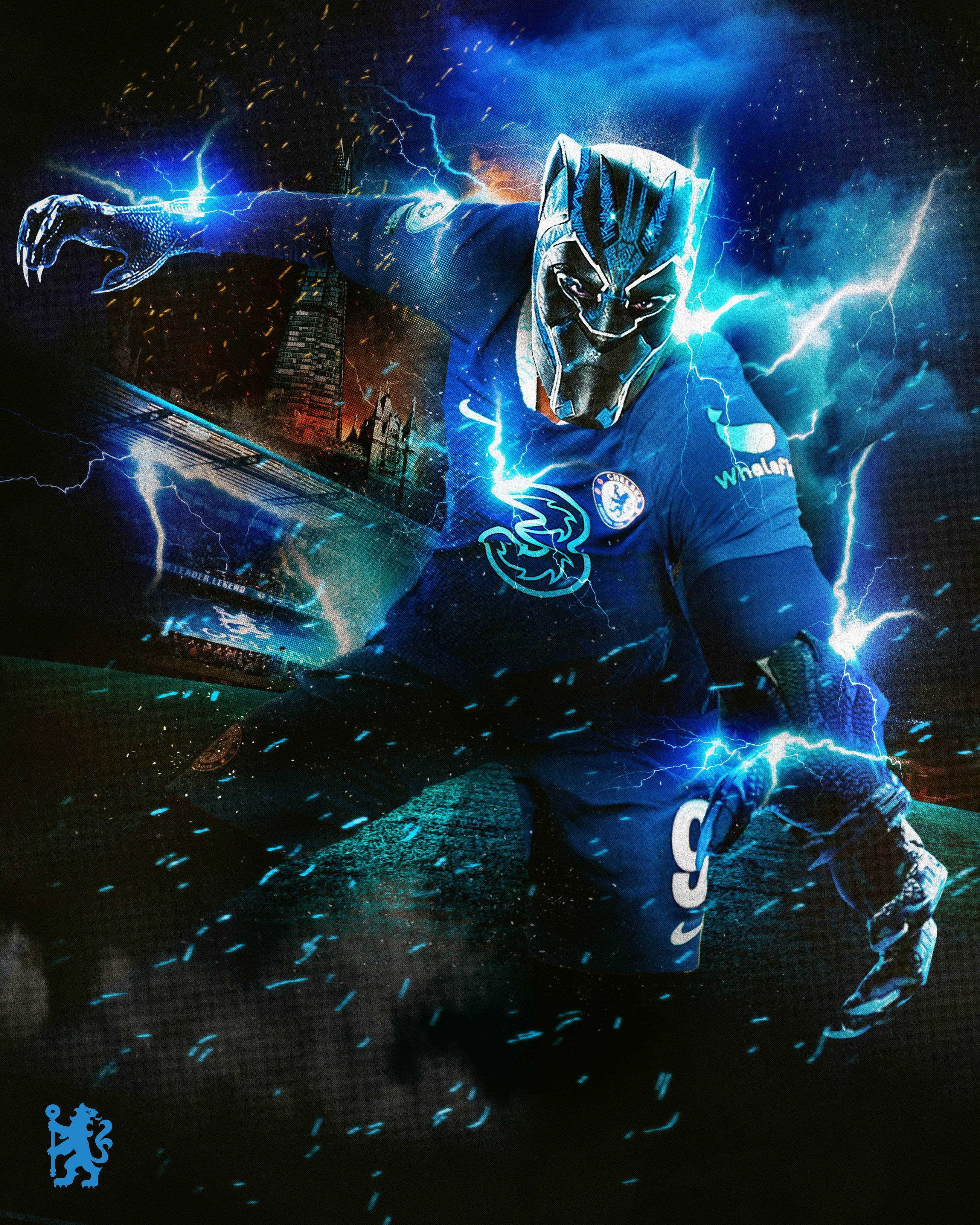 再战英超显神威蓝军晒黑豹版奥巴梅扬海报