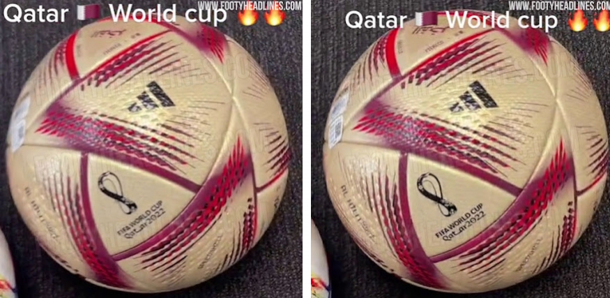 卡塔尔世界杯决赛用球谍照曝光，界杯决赛金红取名“梦想”&采用金+红配色