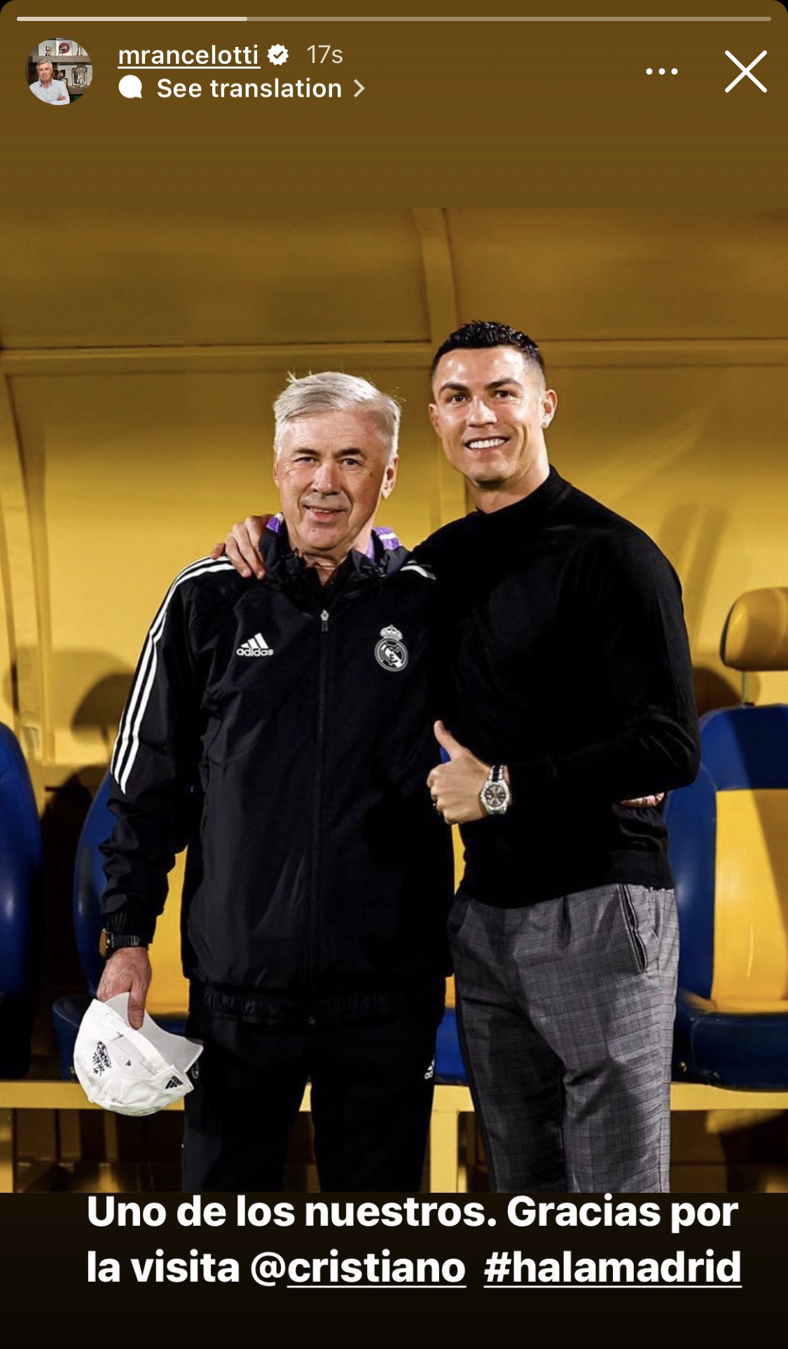 安切洛蒂ins晒与c罗合影:我们中的一员