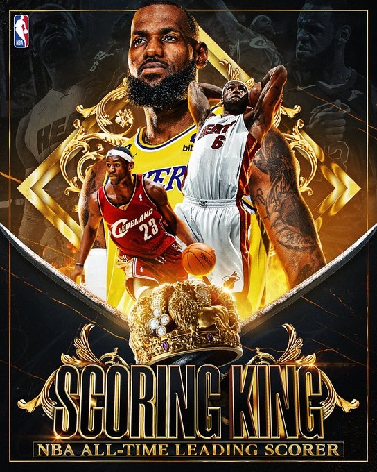 牌面拉满！NBA官推头像更新为王冠简介是“詹姆斯历史得分王”