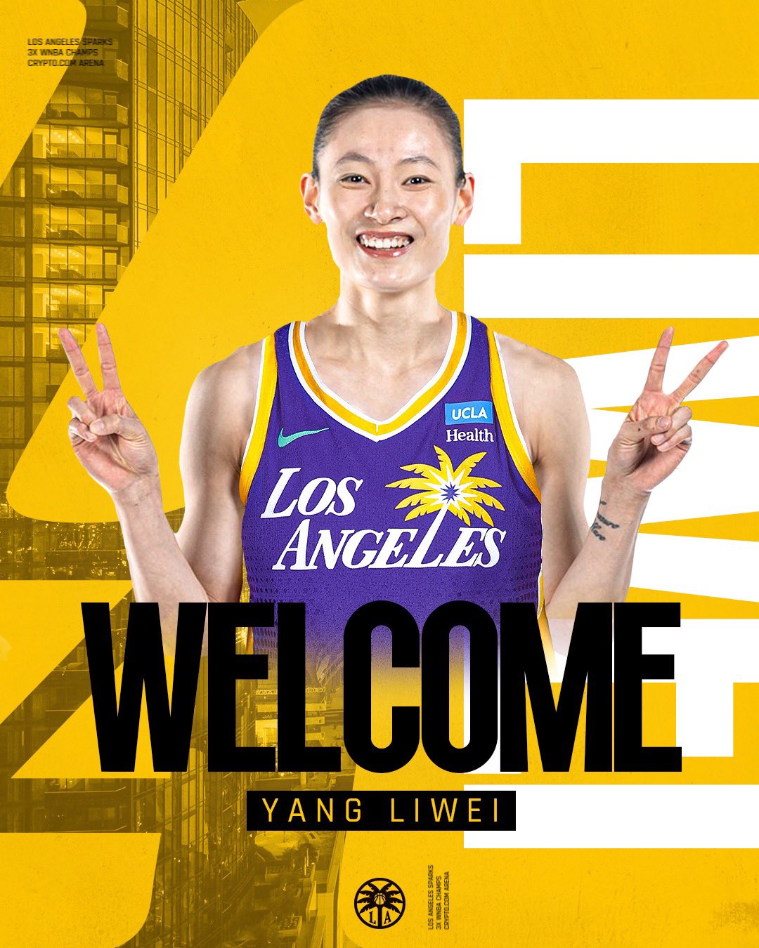 WNBA洛杉矶火花队官方：球队正式签下中国球员杨力维