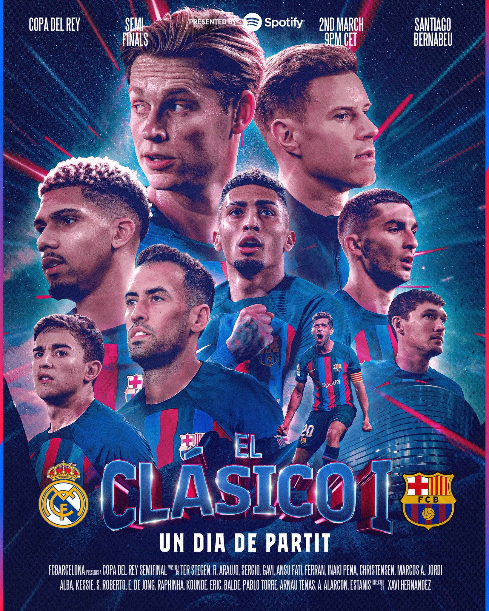 巴萨晒国家德比海报德容布斯克茨特狮阿劳霍等球员出镜