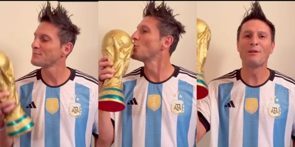 萨内蒂履行承诺，25年来首次变换发型庆祝阿根廷夺得世界杯