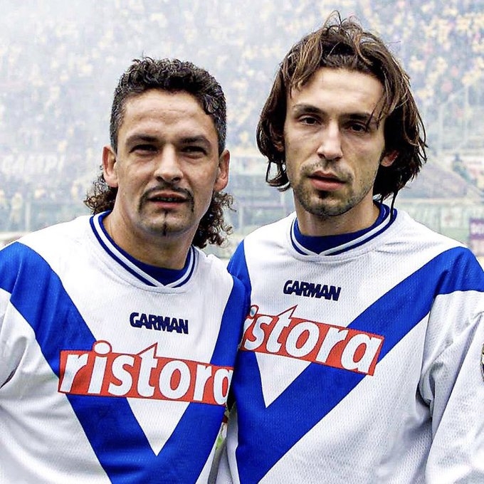 两代传奇巴乔与皮尔洛共同效力布雷西亚时期的合照你可记得