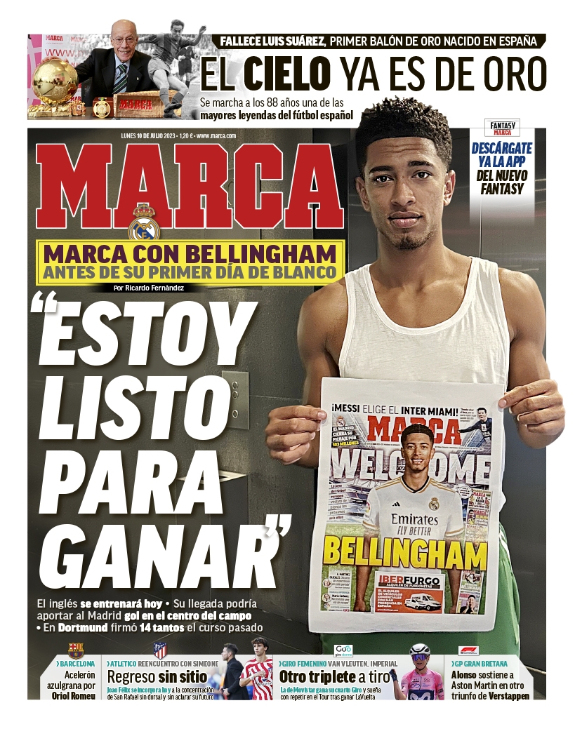 马卡报7月10日封面：贝林厄姆已经做好了赢的准备