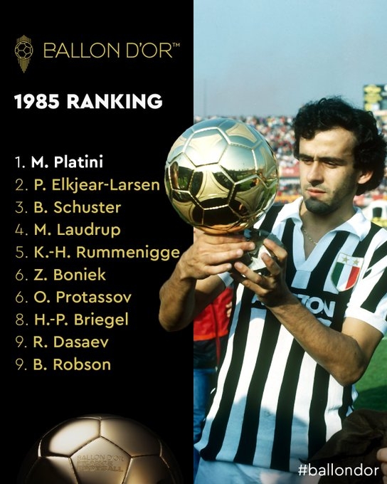 1985年金球奖最终排名：普拉蒂尼位列首位