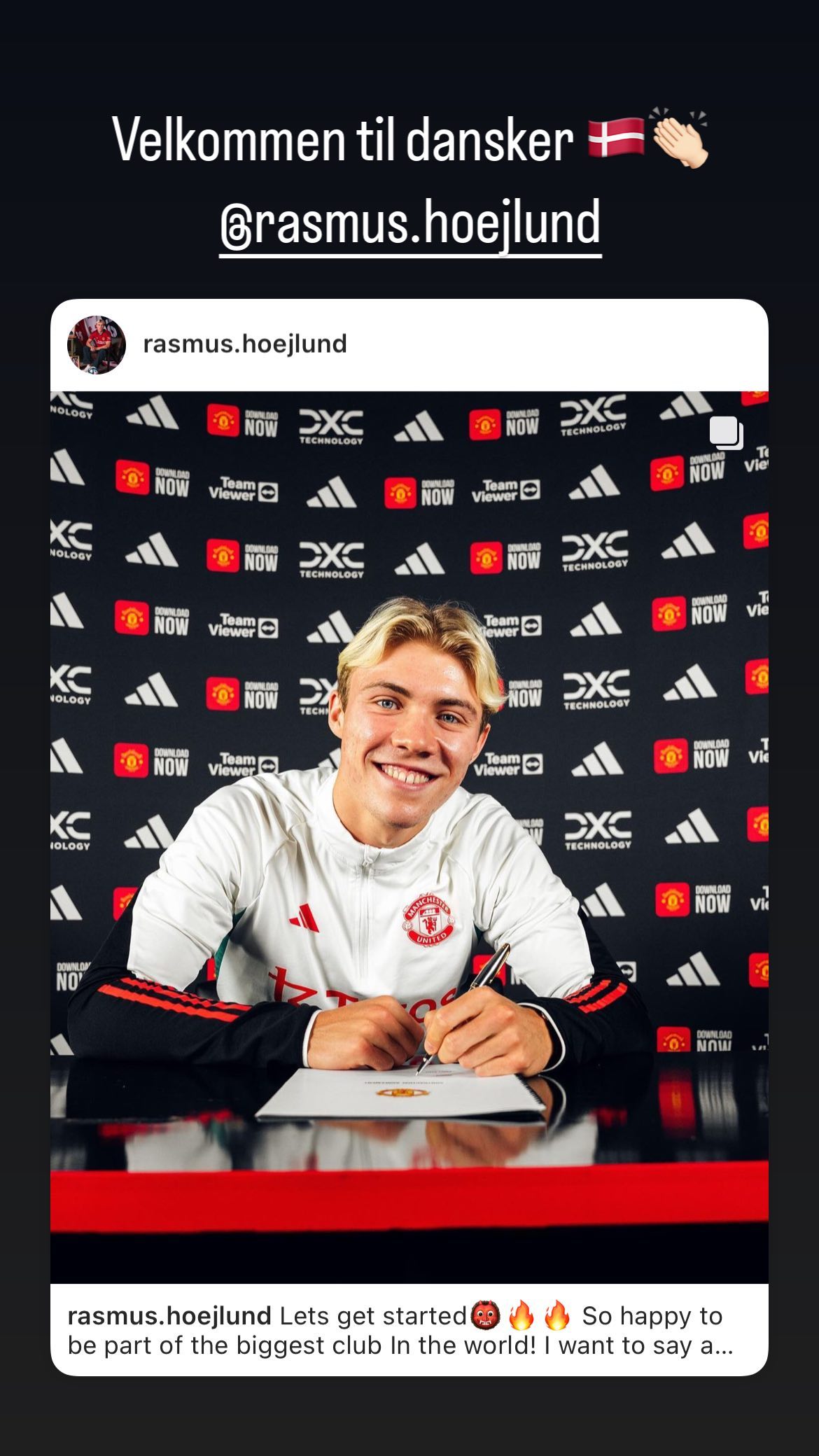 埃里克森用丹麦语欢迎霍伊伦欢迎丹麦人