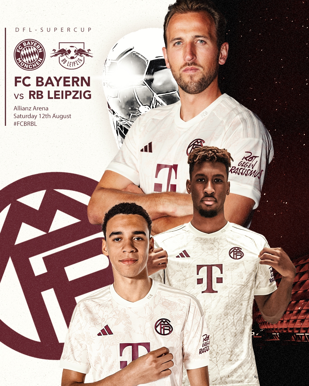 首冠要来了拜仁德超杯海报凯恩c位领衔科曼穆西亚拉