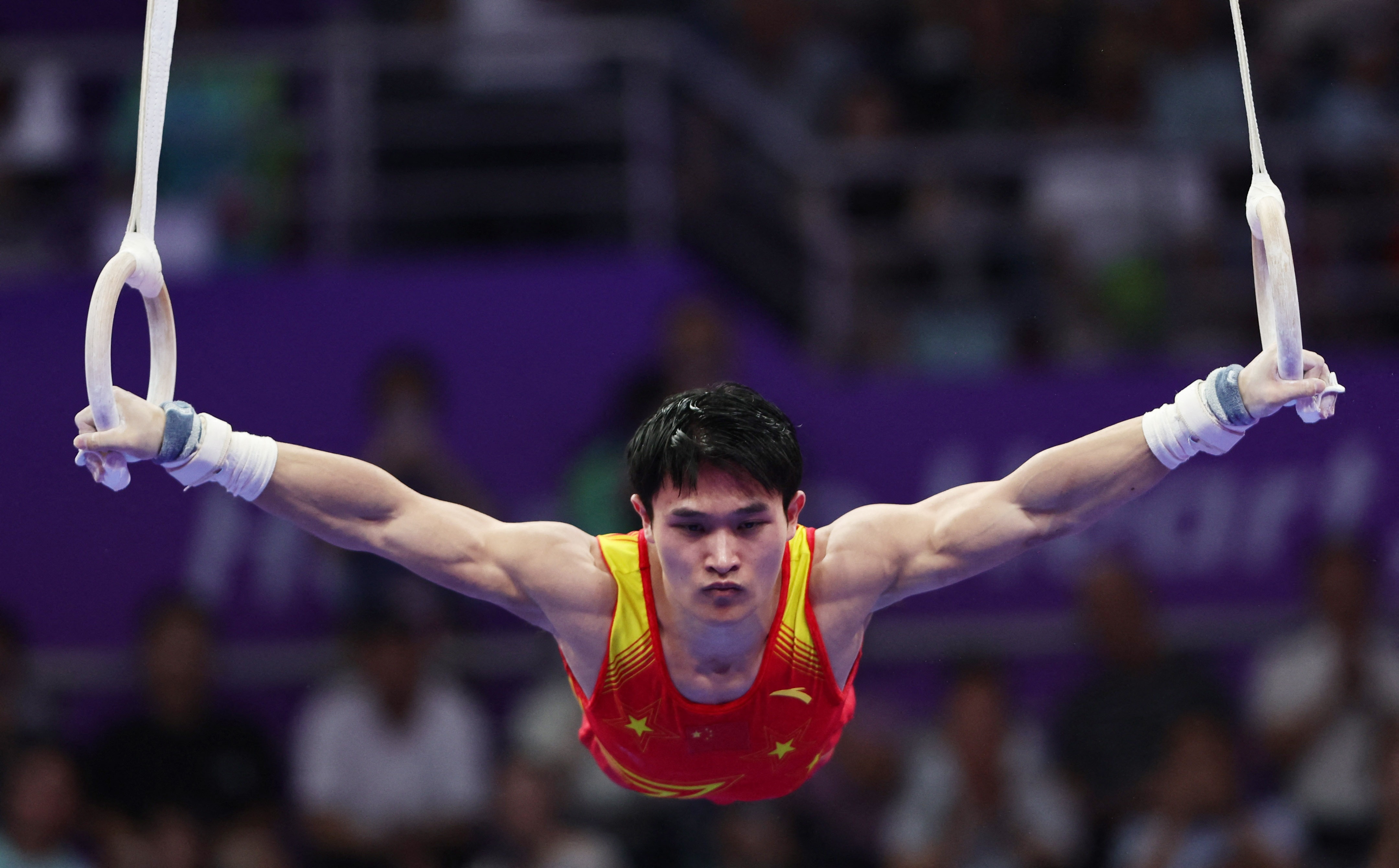 中国选手兰星宇拿到男子吊环金牌邹敬园排名第六