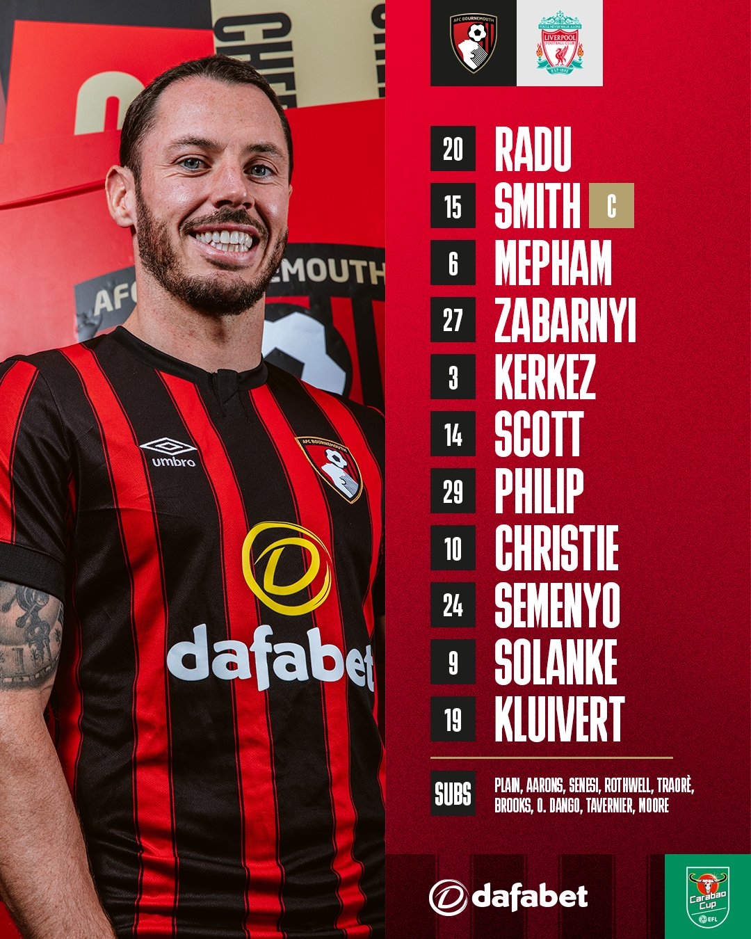 联赛杯利物浦vs伯恩茅斯首发萨拉赫加克波先发索博出战