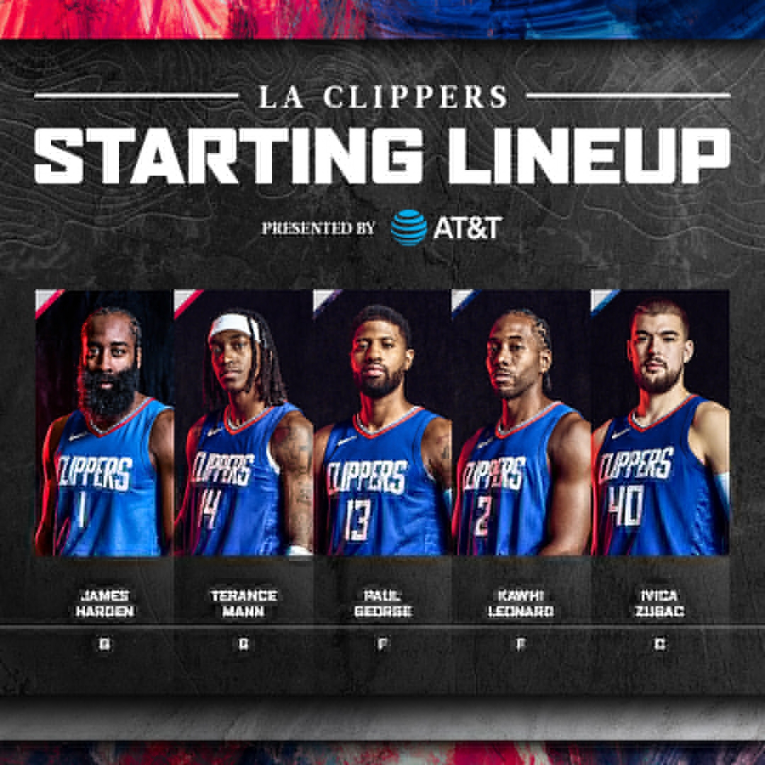 对阵独行侠快船首发哈登特伦斯曼恩乔治小卡祖巴茨