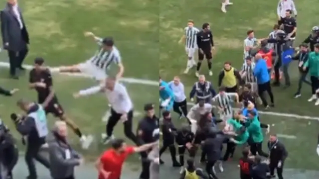又是土耳其！土乙球员挑衅庆祝引发互殴，球员教练齐上阵