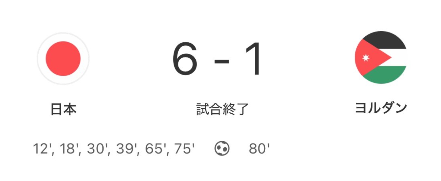 闭门热身赛6-1大胜约旦，日本队取10连胜刷新队史纪录