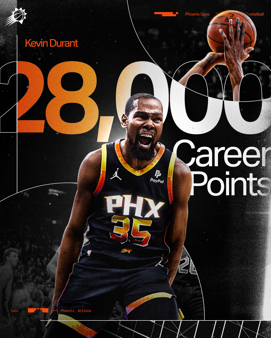 标志性中投！杜兰特拿到生涯第28000分 NBA历史第十人！
