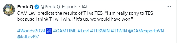 Levi预测TESvsT1：我认为T1会赢 如果是我们 我们早就赢了