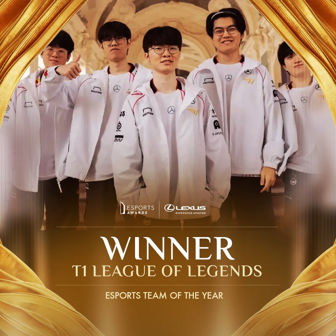 又是你！Esports Awards 电子竞技年度最佳战队：T1！