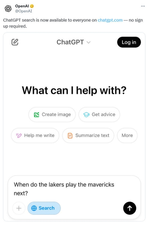 DeepSeek给到压力了？OpenAI放大招：ChatGPT搜索将免费开放