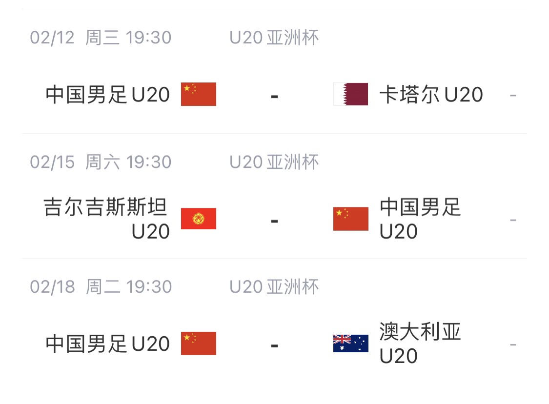 U20亚洲杯国青大名单：唐天翼落选，刘诚宇、王钰栋、杜月徵在列