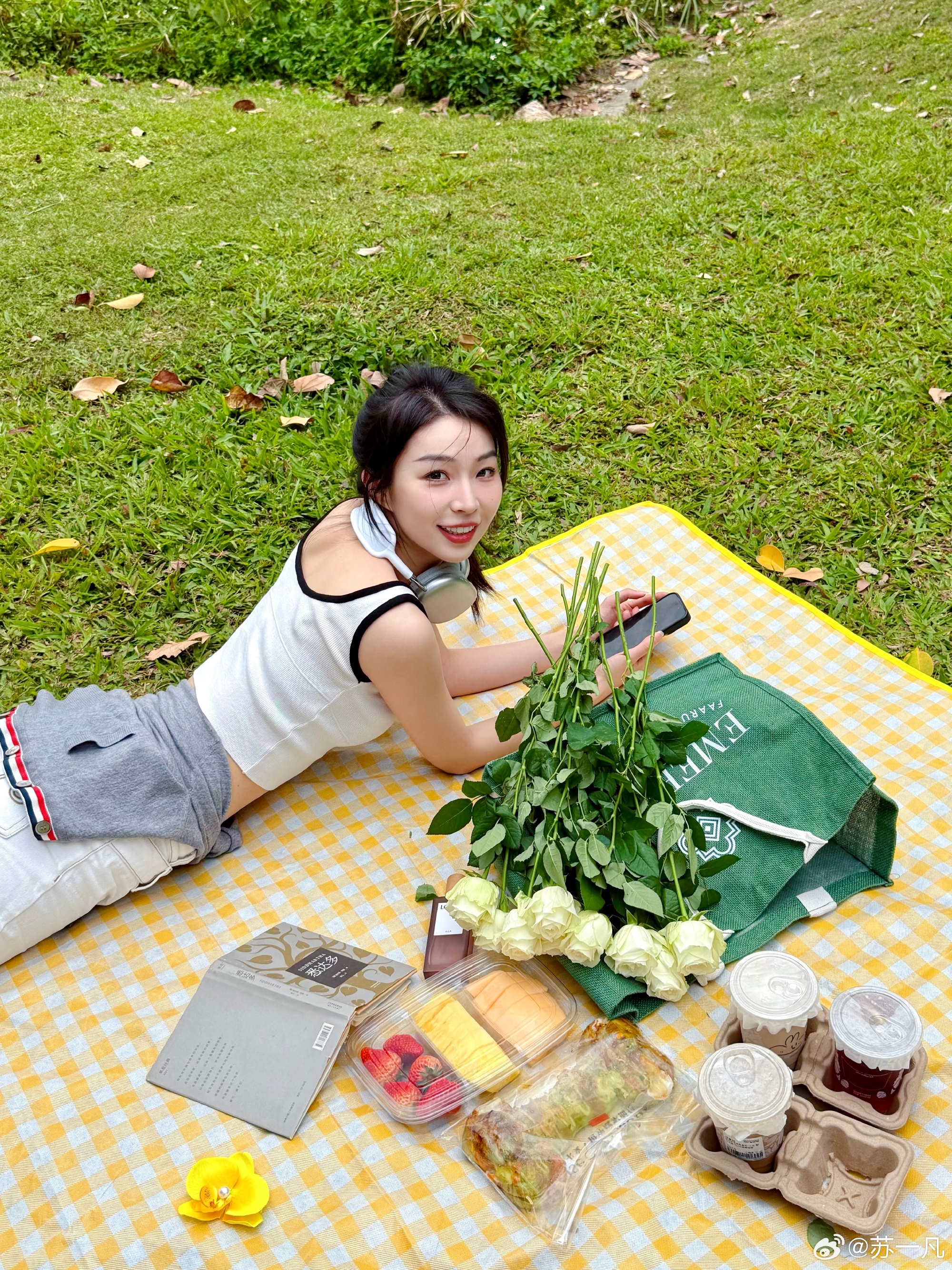 谈球吧官网登录入口解说苏一凡分享美照：😴在草地上睡着啦