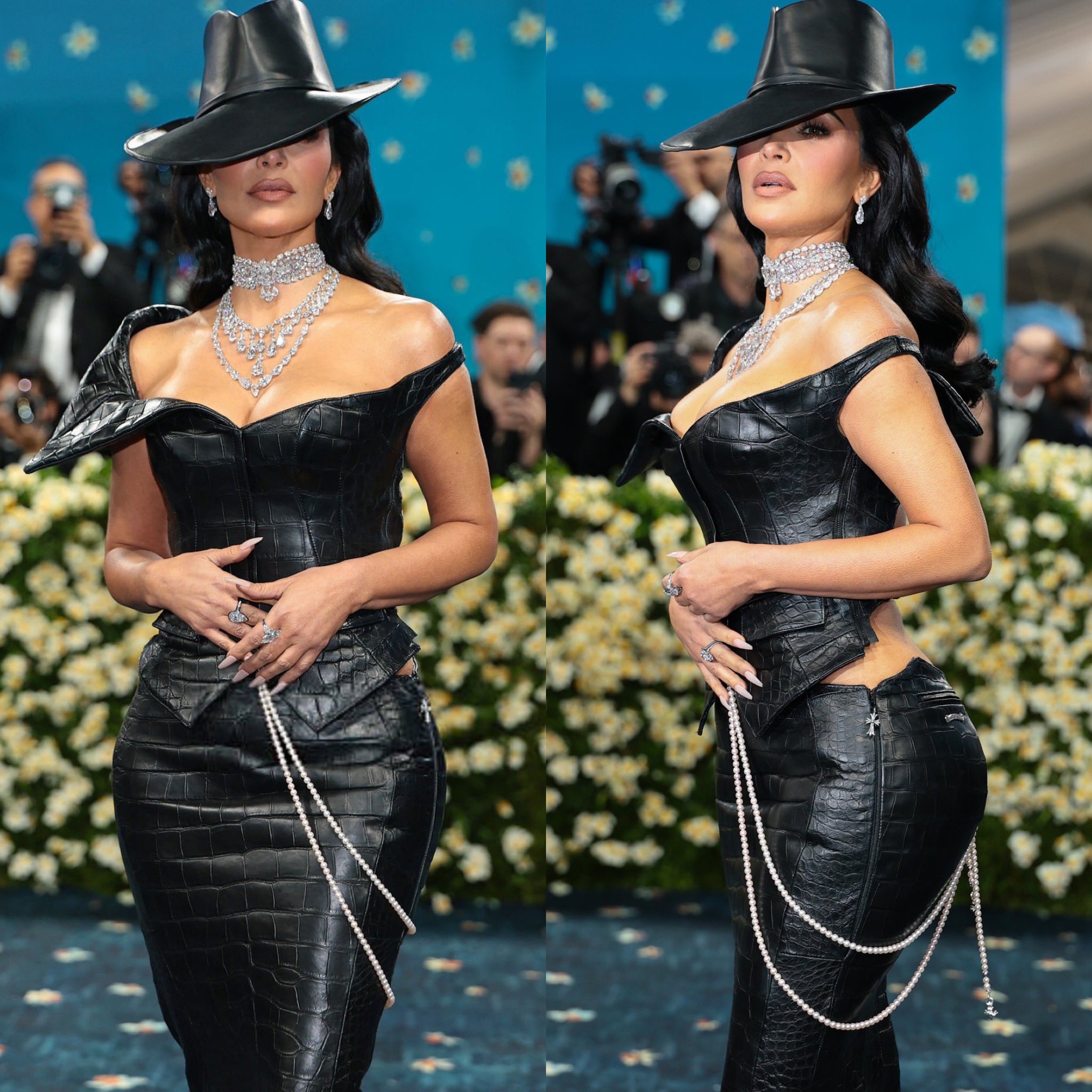 卡戴珊Met Gala：詹娜镂空西装 金卡鳄鱼皮裙💖小妹大秀美胸