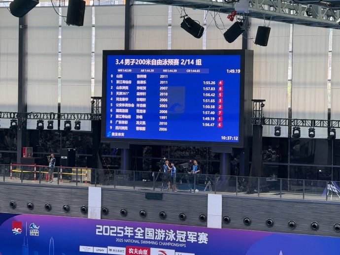 png电子网站200米自由泳预赛：潘展乐第4汪顺第7，孙杨复出后200米首秀第11
